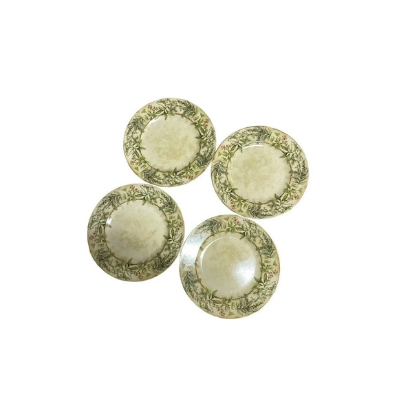 Set of Four 222 Fifth Cheri Blum "Cheri's Garden"‎ Winter/Christmas Plate Set - Picture 1 of 6